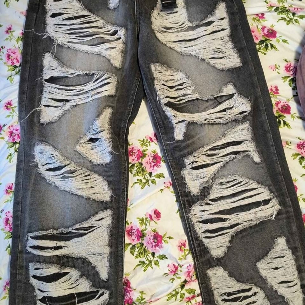 Kdnk Distressed Black Ripped Baggy Jeans